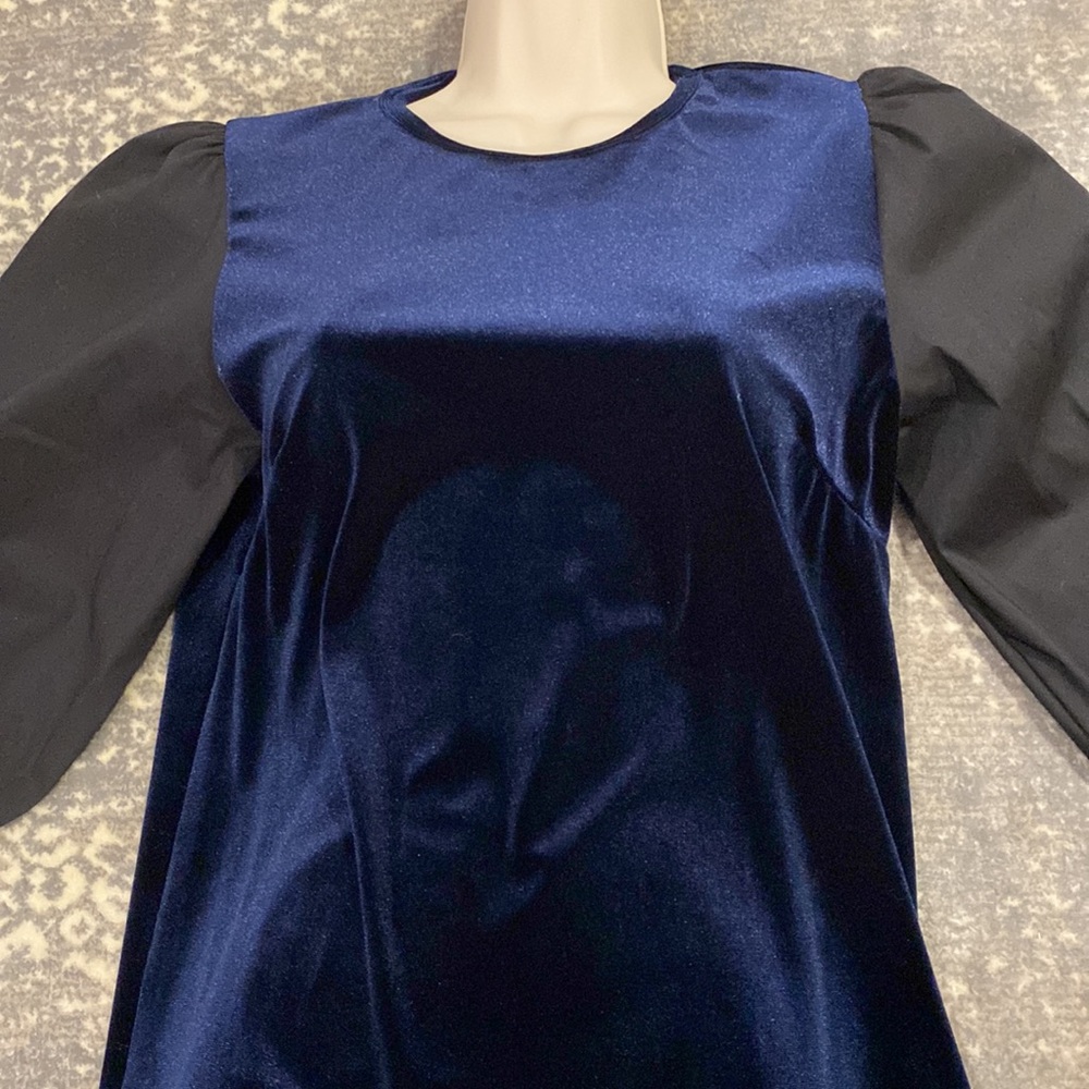 SOUTHCOTT NAVY VELVET AND BLACK COTTON TOP NWOT